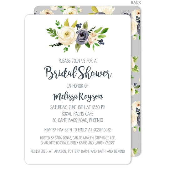 Gray and Ivory Roses Invitations